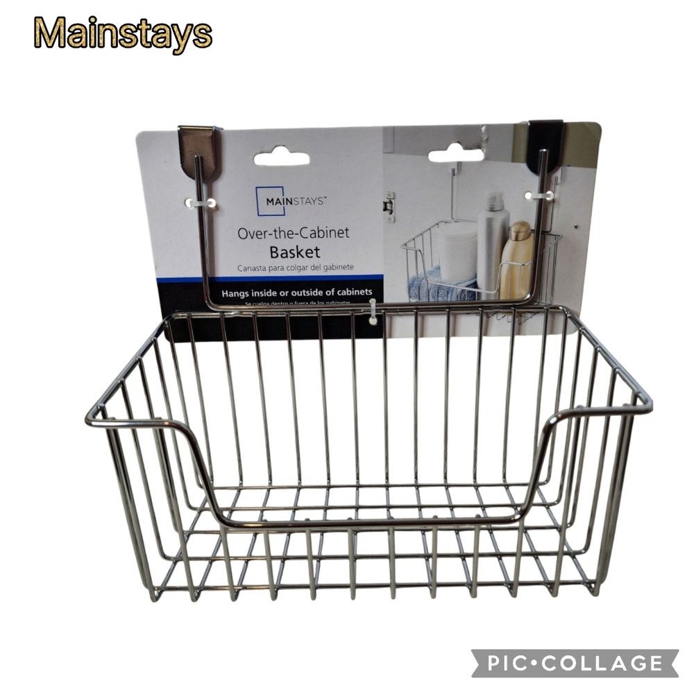 Mainstays rack chrome storage/organization over door hanging basket nwt's